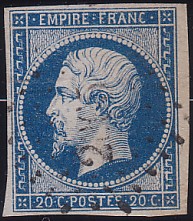  Napolon unperforated Yvert # 14 ,  PANE D2 POSITION 83 -  - N° 5 - 