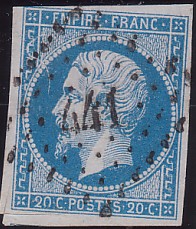  Napolon unperforated Yvert # 14 ,  PANE D2 POSITION 83 -  - N° 7 - 
