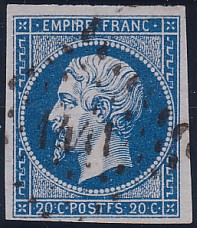  Napolon unperforated Yvert # 14 ,  PANE D2 POSITION 83 -  - N° 9 - 