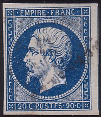  Napol�on unperforated Yvert # 14 ,  PANE D2 POSITION 76 - 3�me �tat - N° 3 - 