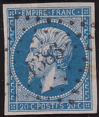  Napol�on unperforated Yvert # 14 ,  PANE D2 POSITION 76 - 6�me �tat - N° 7 - 
