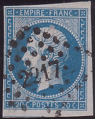  Napol�on unperforated Yvert # 14 ,  PANE D2 POSITION 77 - 4�me �tat - N° 6 - 