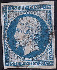 Napol�on unperforated Yvert # 14 ,  PANE D2 POSITION 78 - 3�me �tat - N° 3 - 