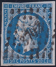  Napol�on unperforated Yvert # 14 ,  PANE D2 POSITION 78 - 4�me �tat - N° 5 - 