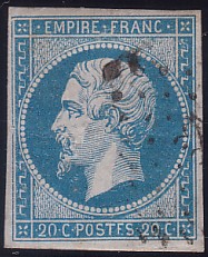  Napol�on unperforated Yvert # 14 ,  PANE D2 POSITION 79 - 4�me �tat - N° 10 - 