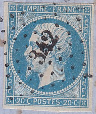  Napol�on unperforated Yvert # 14 ,  PANE D2 POSITION 79 - 5�me �tat - N° 14 - 