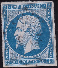  Napol�on unperforated Yvert # 14 ,  PANE D2 POSITION 84 - 4�me �tat - N° 9 - 