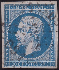  Napol�on unperforated Yvert # 14 ,  PANE D2 POSITION 96 - 3�me �tat - N° 3 - 
