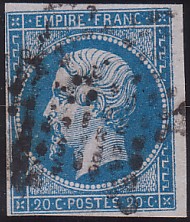  Napol�on unperforated Yvert # 14 ,  PANE D2 POSITION 100 - 2�me �tat - N° 2 - 