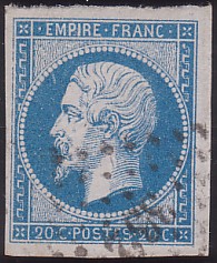  Napol�on unperforated Yvert # 14 ,  PANE D2 POSITION 100 - 3�me �tat - N° 3 - 