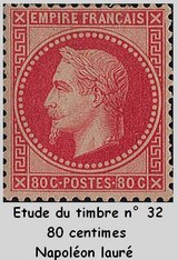 Etude  du planchage du<br>timbre Napoléon dentelé n°32